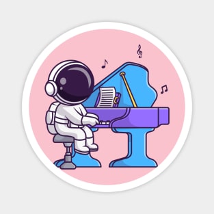 Cute Astronaut Playing Piano Music Cartoon Magnet